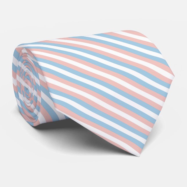 Pink, Blue and White Diagonal Stripe Tie (Rolled)
