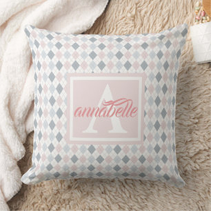 Pink, Blue and White Personalised  Cushion
