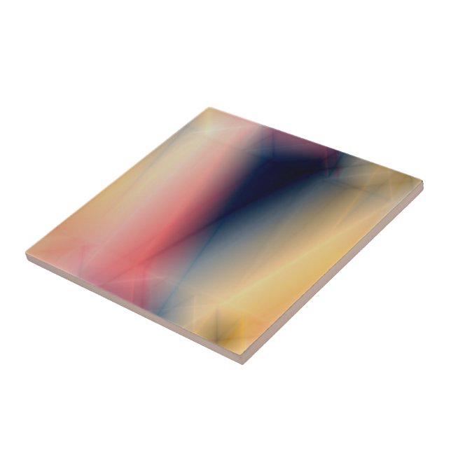 Pink Blue and yellow abstract Tile (Side)