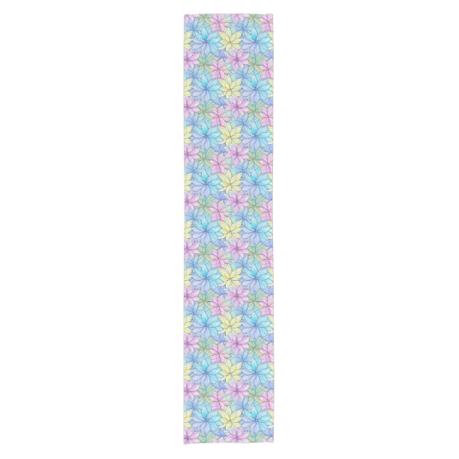 Pink Blue and Yellow Flowers Short Table Runner (Front)