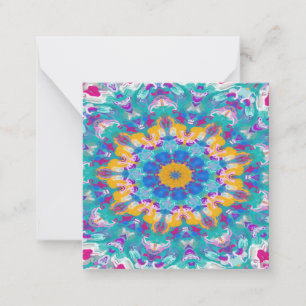 Pink, Blue and Yellow Mandala Card