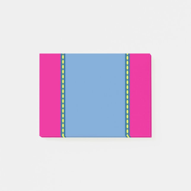 Pink, Blue, and Yellow Post It Note (Front)