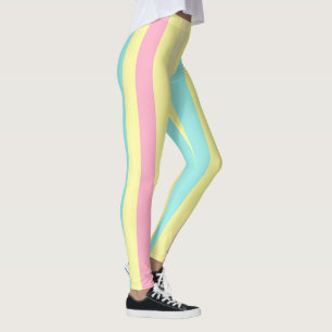 Pink, blue and yellow stripes on leggings