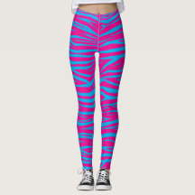 Pink Blue Animal Print Leggings