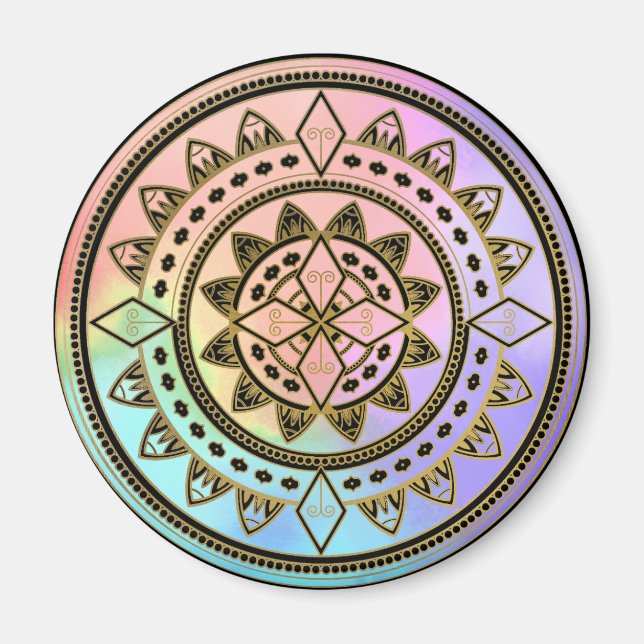 Pink-Blue-Aqua-Purple Mandala Magnet (Front)