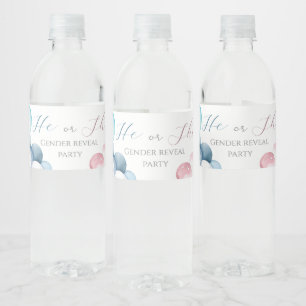 Pink & Blue arc Watercolor Gender Reveal Water Bottle Label