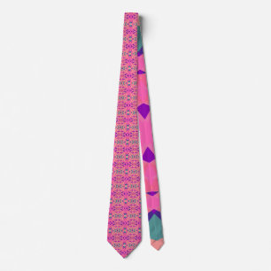 Pink Blue Art Deco Pattern Valentine’s Day Gift Tie