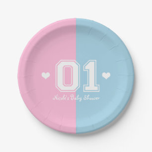 Pink & Blue Athletic 01 Sports Birthday Party Paper Plate