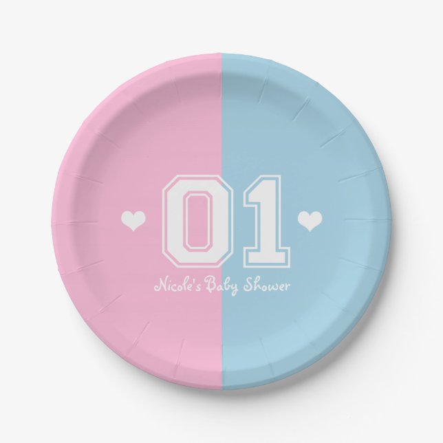 Pink & Blue Athletic 01 Sports Birthday Party Paper Plate (Front)