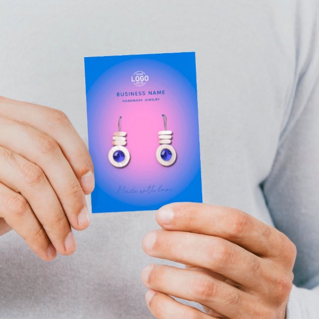 Pink Blue Aura Modern Earrings Display Card (Creator Uploaded)