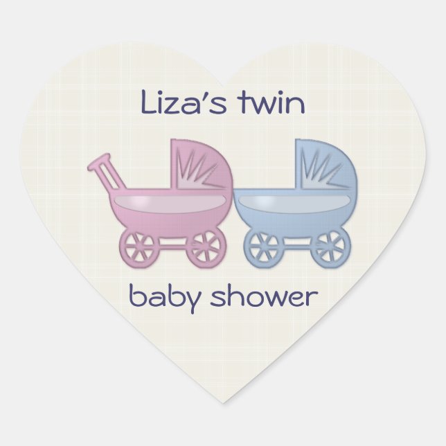 pink & blue baby buggy heart sticker (Front)