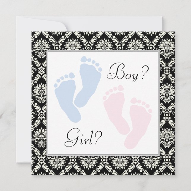 Pink Blue Baby Feet Gender Reveal Invitation (Front)
