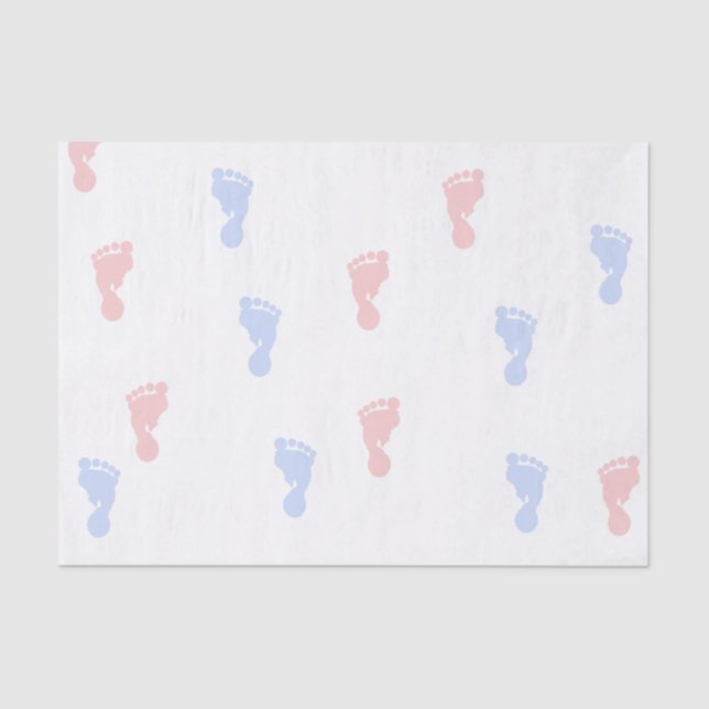 Pink & Blue Baby Footprints 10lb Tissue Paper (Front)