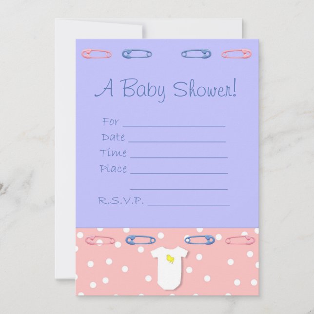 Pink & Blue Baby Shower Invitation (Front)