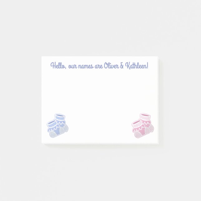 pink & blue baby socks post-it notes (Front)