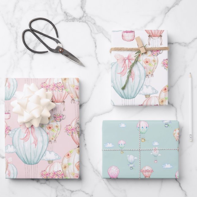 Pink & Blue Baby Wrapping Paper Flat Sheet Set (Front)