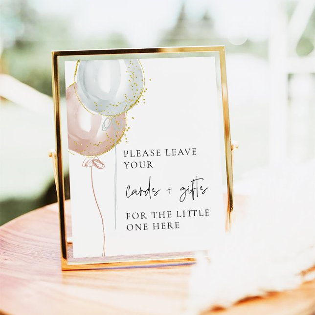 Pink & Blue Balloon Gender Reveal cards + gifts Poster (Creator Uploaded)