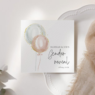 Pink & Blue Balloon Gender Reveal Team Boy Napkin