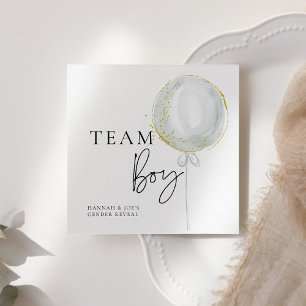 Pink & Blue Balloon Gender Reveal Team Boy Napkin