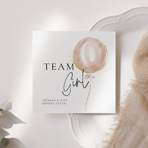 Pink & Blue Balloon Gender Reveal Team Girl Napkin