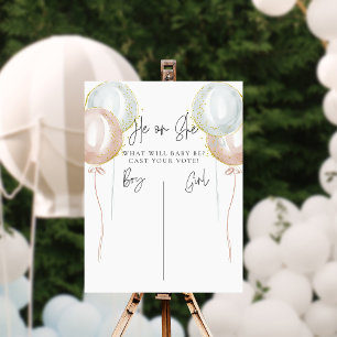 Pink & Blue Balloon He or She Voting Gender Reveal Poster