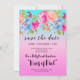 pink Blue Beach Gradient Bridal Save the Date Invitation