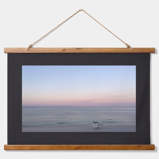 Pink Blue Beach Ocean Hanging Tapestry (Front)