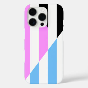 Pink, Blue, Black and White Stripes iPhone 16 Pro Case