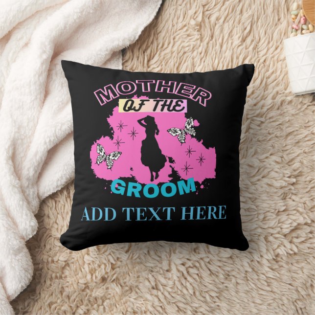 Pink Blue & Black Mother Mum Mummy Of The Groom  Cushion (Blanket)