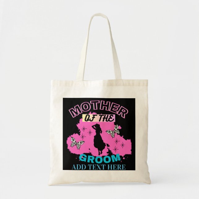 Pink Blue & Black Mother Of The Groom Tote Bag (Front)