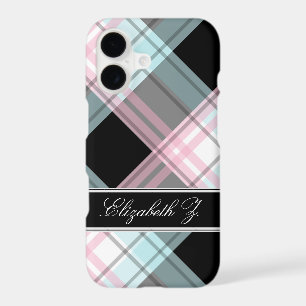 Pink Blue Black Plaid personalised iPhone 7 Case