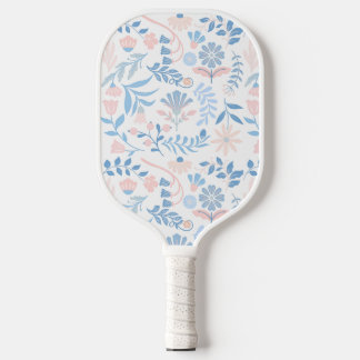 Pink blue boho floral cute trendy design  pickleball paddle