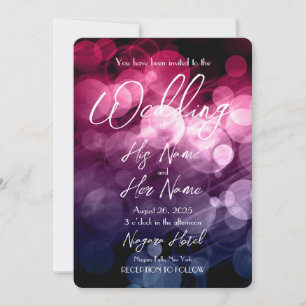 Pink Blue Bokeh - Create Your Own Wedding Invitation