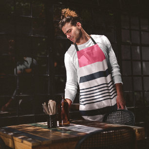 Pink Blue Border Stripes Apron