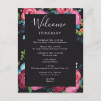 Pink & Blue Bouquets Black Wedding Itinerary
