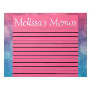 Pink/Blue Bright and Bubbly Lined Large Memo Pad