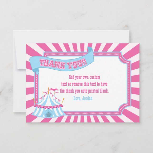 Pink, Blue | Carnival Thank You Cards (Front)