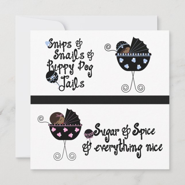 Pink Blue Carriage African American Reveal Party Invitation (Front)