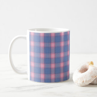 pink&blue check pattern mug