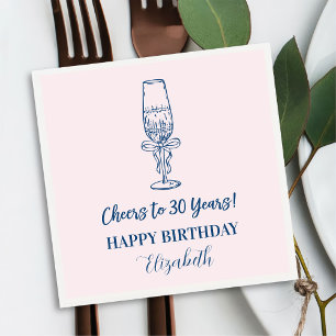 Pink & Blue Cheers to 30 years Birthday Napkins