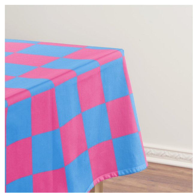 Pink Blue Chequered Check Pattern Tablecloth (Creator Uploaded)