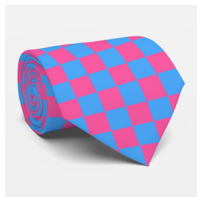 Pink Blue Chequered Check Pattern Tie (Creator Uploaded)