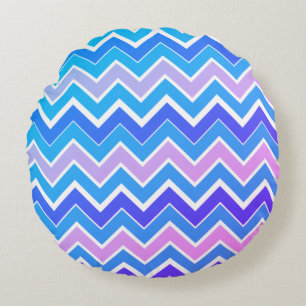 Pink & Blue Chevron Print Throw Pillow