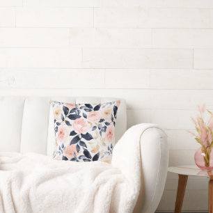 Pink Blue Chic Flowers Cushion