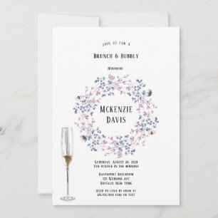 Pink Blue Christmas Berries Bridesmaids Luncheon Invitation