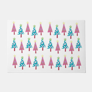 Pink & Blue Christmas Trees Matt Doormat