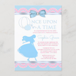 Pink Blue Cinderella Birthday Party Invitation
