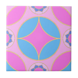 pink  blue -  classic Deco pattern Tile