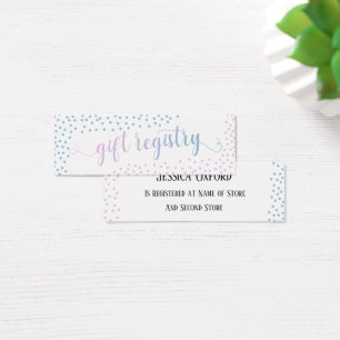 Pink Blue Confetti Baby Gift Registry Handout Card