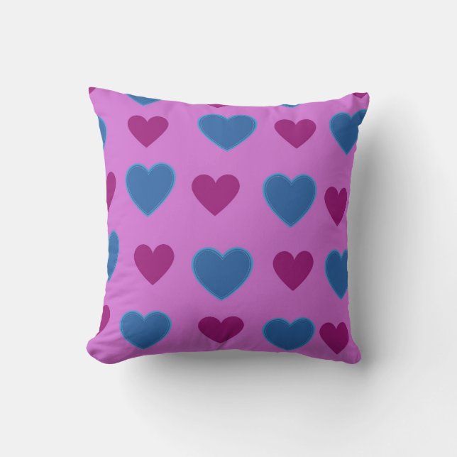 Pink Blue Cosy Modern Romantic Chic Stylish Heart  Cushion (Front)